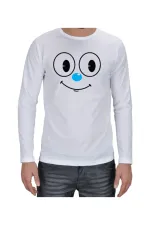 Unisex Beyaz Cuphead Face Uzun Kol T-Shirt Unisex Beyaz Cuphead Face Uzun Kol T-Shirt