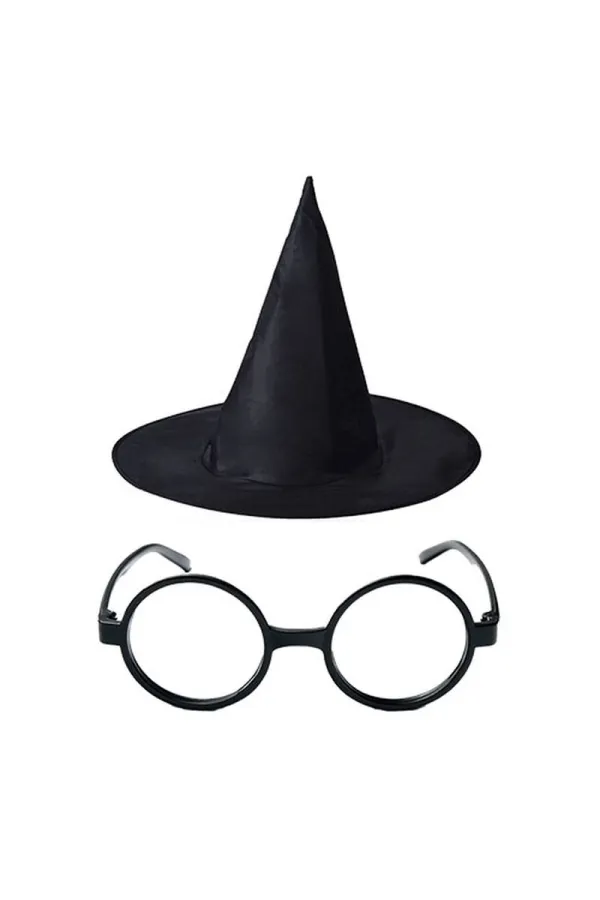 Harry Potter Büyücü Şapkası ve Harry Potter Büyücü Gözlüğü Siyah Renk Harry Potter Büyücü Şapkası ve Harry Potter Büyücü Gözlüğü Siyah Renk